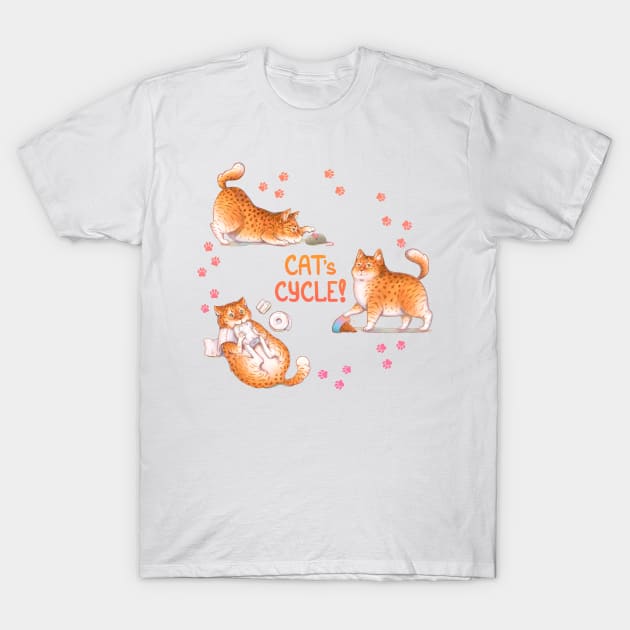 Cat's Cycle (Orange) T-Shirt by LilianaTikage